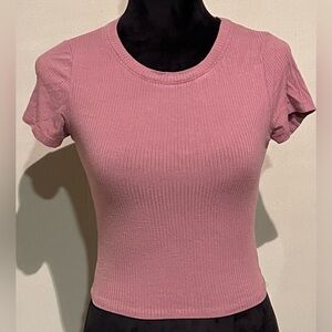 Bozzolo Ribbed Mauve Crop Top